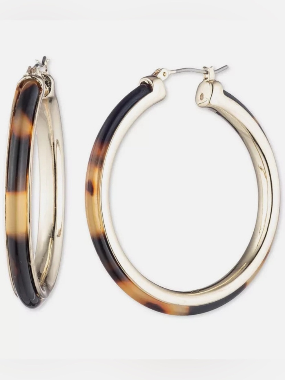 Lauren Ralph Lauren golden tone synthenic Tortoise hoop earrings NWT